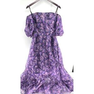 Shoshanna Purple Floral One Shoulder Dress